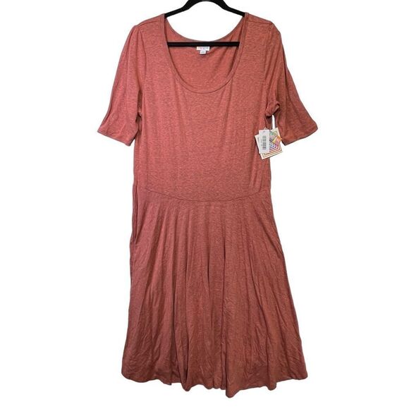 NWT LuLaRoe Nicole Dress Fit & Flare 3XL Solid Heather Red - Picture 1 of 9